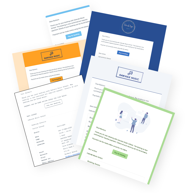 Customisable booking emails